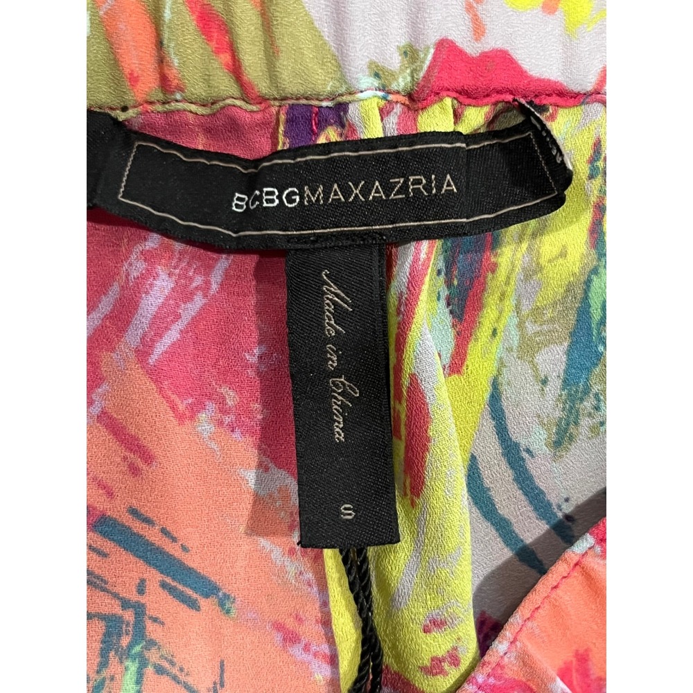 BCBG MAXAZRIA Womens Abstract Brushstroke Print Shorts Pink Yellow Multi Size S - Picture 3 of 4